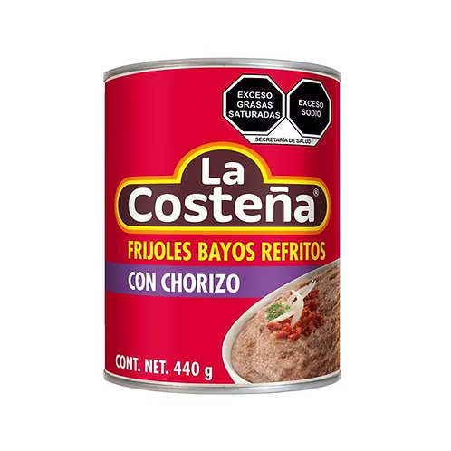 LA COSTEÑA FRIJOLES BAYOS REFRITOS CON CHORIZO 440 GRS