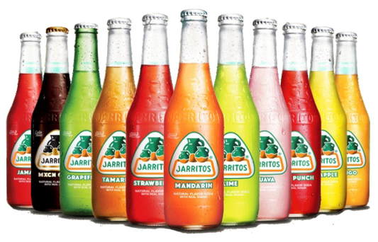JARRITOS Pineapple, Mandarine, Lime, Mango, Fruit Punch, Guava, Tamarindo, Strawberry, Soda Water & Grapefruit Hibiscus Flower, Mexican Cola, Watermelon, 12 OZ